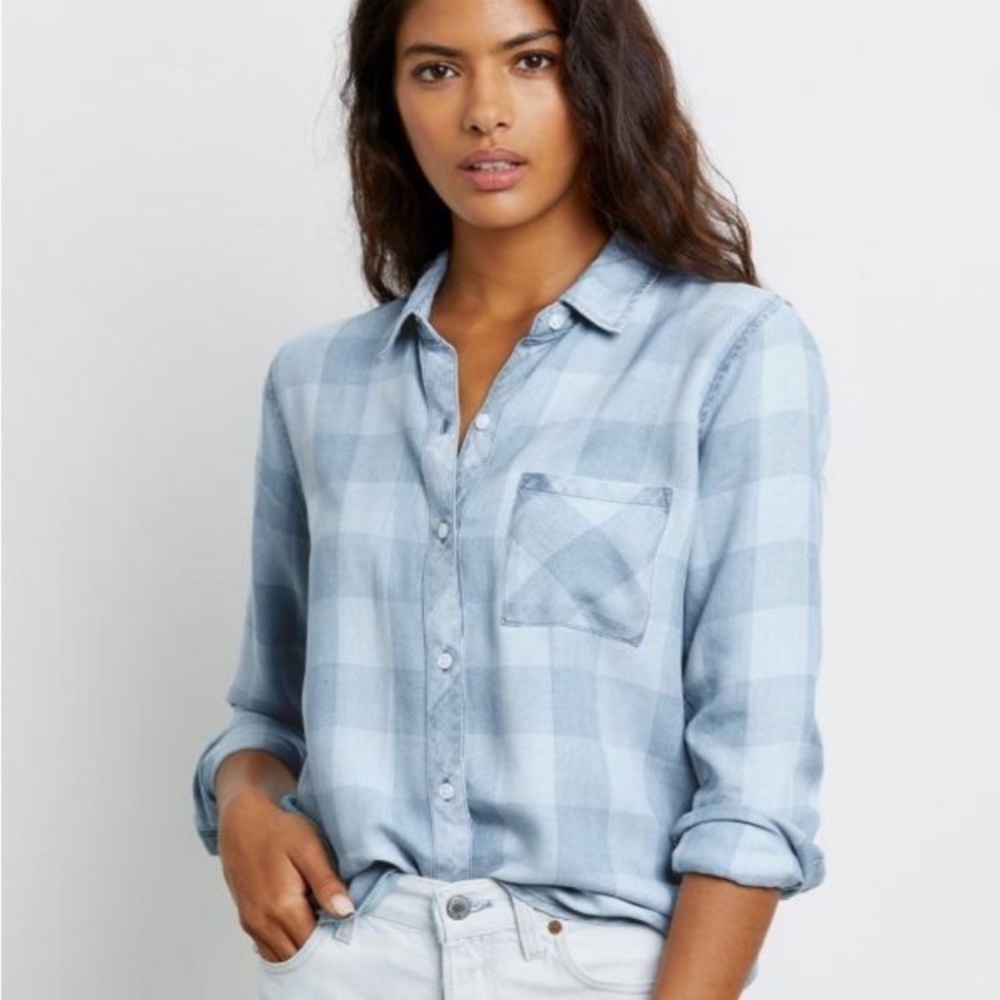 Rails Hunter Shirt Cascade Plaid Blue Button Down TopLong Sleeve Fall Sz XS